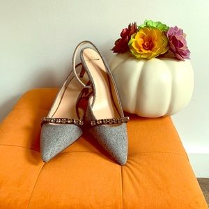 J. Crew Gray Flats with Embellished Strap